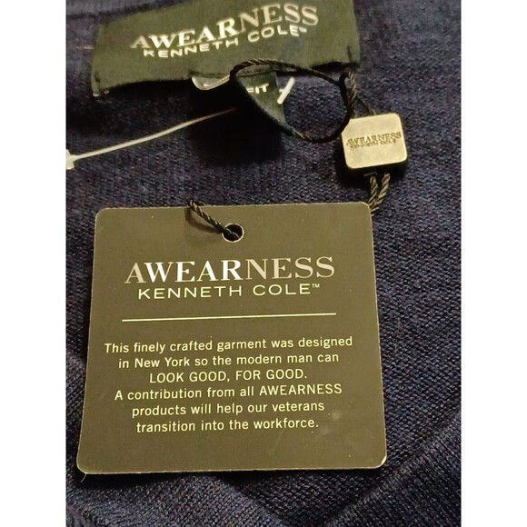 Kenneth Cole Men's Blue NWT Awareness V-neck Pullover Sweater Size XXL - Picture 5 of 8
